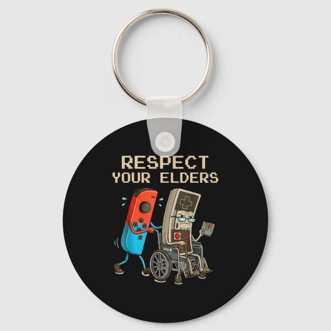 Porte-clés Respect Your Elders Retro Gaming Controller Funny  (Recto)