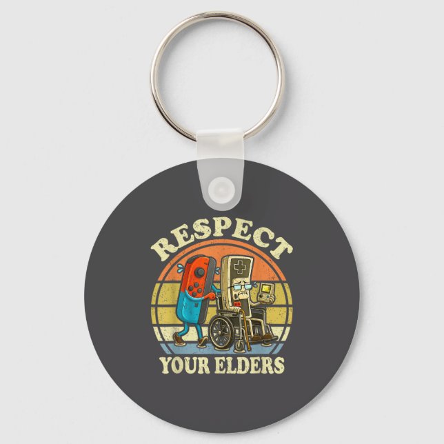 Porte-clés Respect Your Elders Retro Gaming Funny Controller  (Recto)