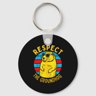 Porte-clés Respecter la marmotte drôle de woodchuck Jour de l