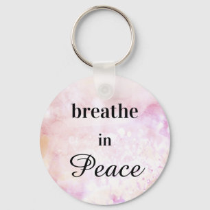 Porte-clés *~* Respirer en paix Peach Aquarelle rose