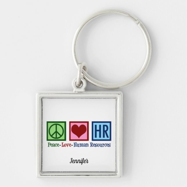 Porte-clés Ressources Humaines Peace Love HR Office Rep Perso (Devant)