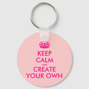 Porte-clés Restez calme et créez votre propre - Rose