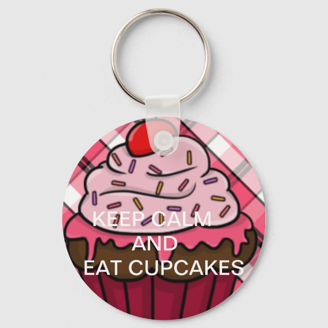 Porte-clés Restez calme et mangez des cupcakes (Recto)