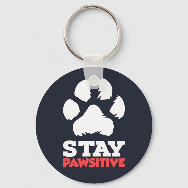 Porte-clés Restez Pawsitive Pet pour animal de compagnie (Recto)