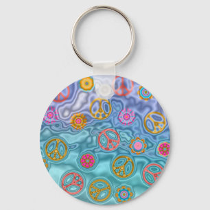 Porte-clés Retro 60s paisible Vagues d'océan Cadeaux
