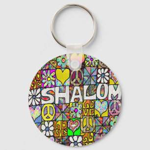 Porte-clés Retro 60s Psychedélique Shalom LOVE Vêtements Cade