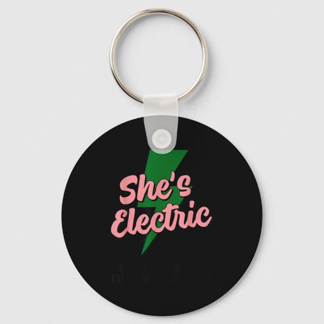 Porte-clés Retro Basic Lightning Quote She Electric Funny Sim (Recto)