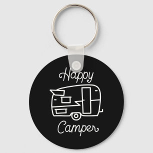 Porte-clés Retro  Black and White Happy Camper