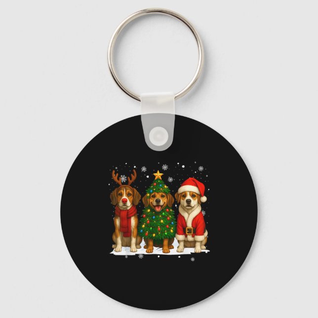 Porte-clés Retro Christmas Beagle Santa Reindeer Dog Lover  (Recto)