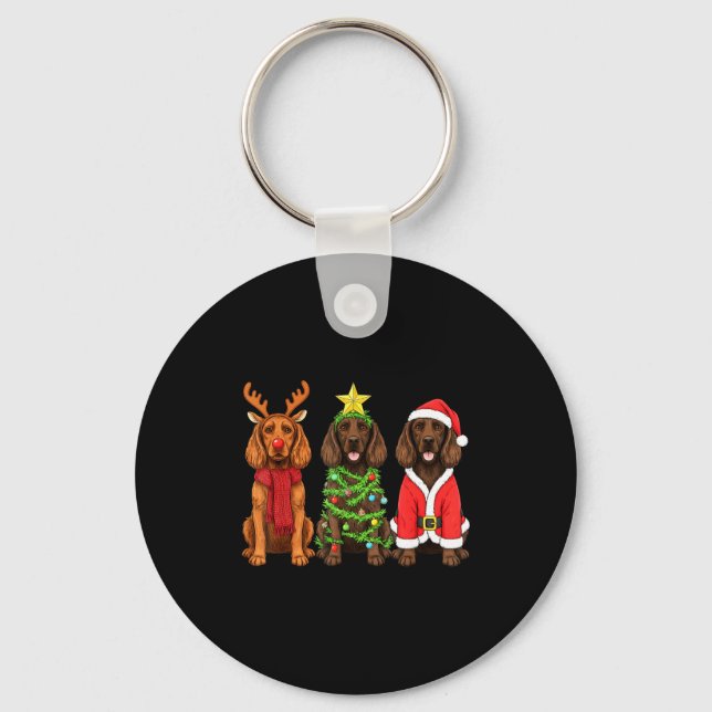 Porte-clés Retro Christmas Boykin Spaniel Santa Reindeer Dog  (Recto)