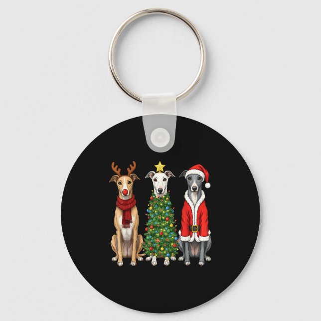 Porte-clés Retro Christmas Ghound Santa Reindeer Dog Lover  (Recto)