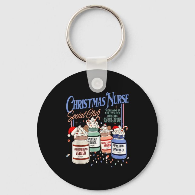 Porte-clés Retro Christmas Nurse Social Icu Nurse Profol Xmas (Recto)