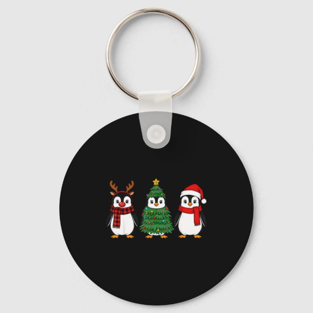 Porte-clés Retro Christmas Penguin Santa Reindeer  (Recto)