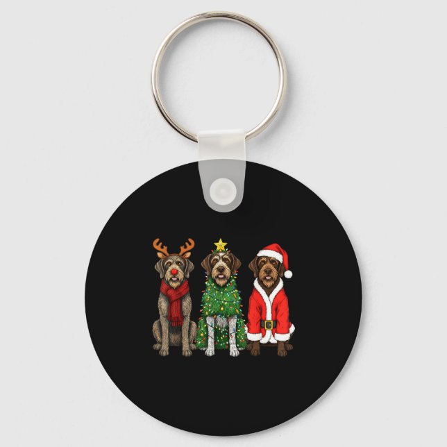 Porte-clés Retro Christmas Wirehaired Inting Griffon Santa Re (Recto)