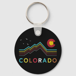 Porte-clés Retro Colorado Drapeau Rocky Mountain Souvenir