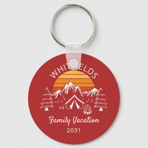 Porte-clés Retro Famille Camping vacances Nom personnalisé