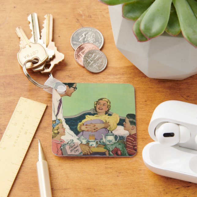 Porte-clés Retro Family Sert Maman Petit déjeuner en Bed (Bureau)