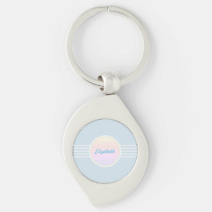 Porte-clés Rétro Glam Personnalisé Bleu Glace et Opale
