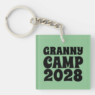 Porte-clés Retro Granny Camp Texte Acrylique
