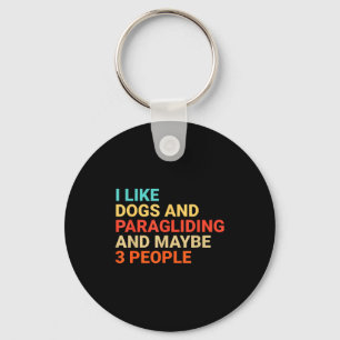 Porte-clés Rétro J'aime les chiens et l'amant de parapente Dr