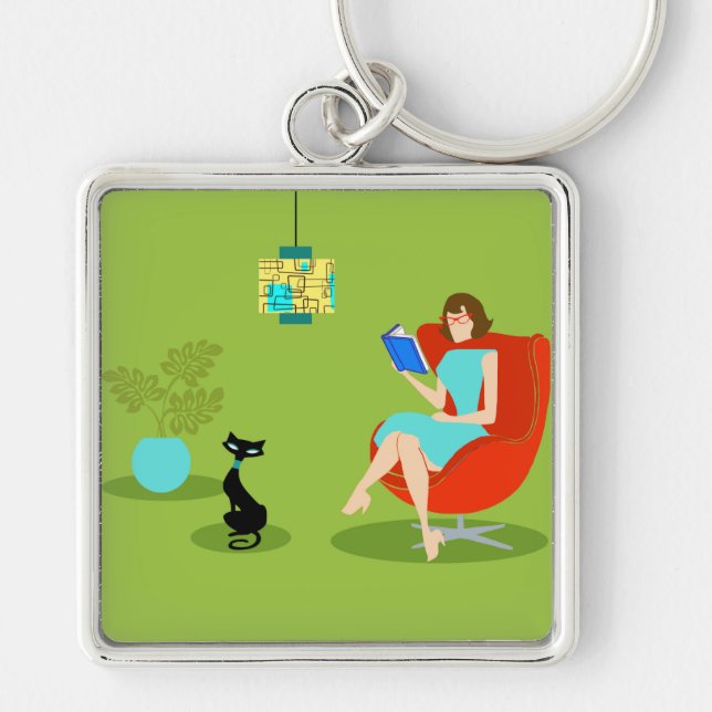 Porte-clés Retro Lecture femme Porte - clé (Devant)