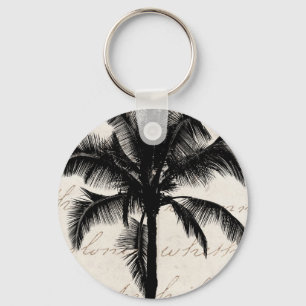 Porte-clés Rétro noir tropical hawaïen de silhouette de