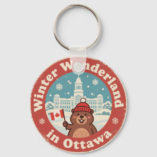 Porte-clés Retro Ottawa Castor Amusement d'Hiver