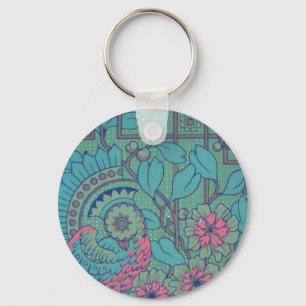 Porte-clés Rétro paon floral