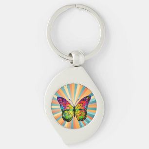 PORTE-CLÉS RÉTRO PAPILLON ABSTRAIT VINTAGE
