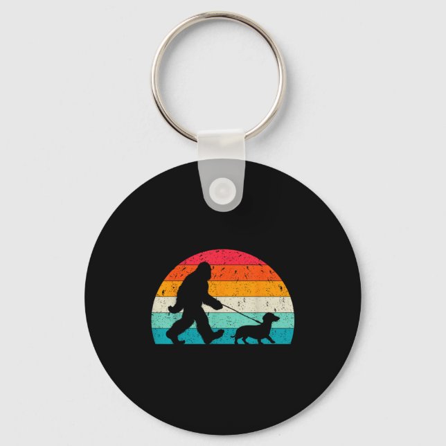 Porte-clés Retro Sasquatch Lover Doxie Wiener Dog Walker Bigf (Recto)