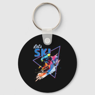 Porte-clés Retro Ski en poudre Ski Vintage Couleur de Ski Ren
