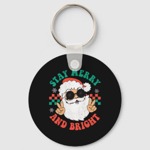 Porte-clés Retro Super Noël Joyeux Restez lumineux Hippie Sa