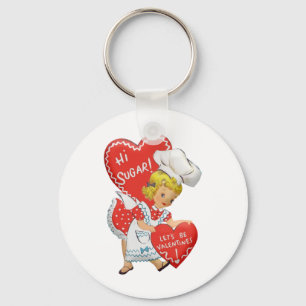 Porte-clés Retro Vintage Valentine Girl Hi Sugar