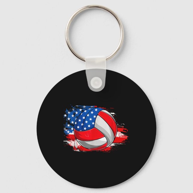 Porte-clés Retro Volleyball Usa Drapeau Jour de l'Indépendanc (Recto)