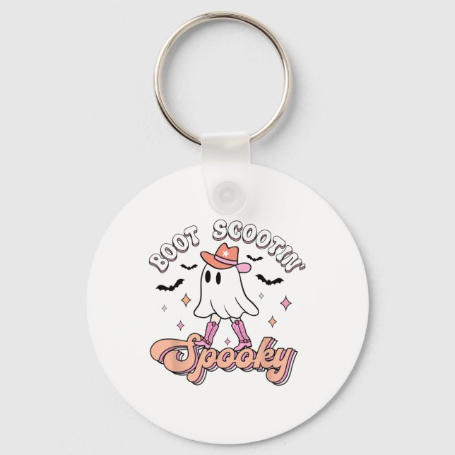 Porte-clés Retro Western Halloween Cute Ghost Funny Boot Scoo (Recto)