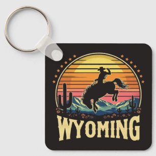 Porte-clés Retro Wyoming Cowboy