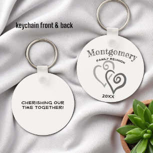 Porte-clés Réunion familiale personnalisée Deux Grey Coeur li