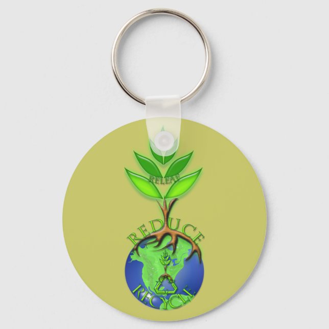 Porte-clés Réutiliser Réduire l'arbre de récupération Globe t (Recto)