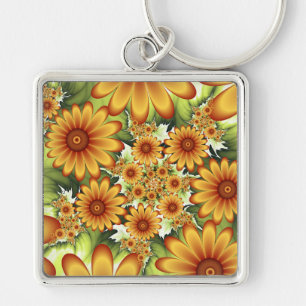 Porte-clés Rêve floral, Fleurs Abstraites modernes Art fracta