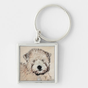 Porte-clés Revêtu doux Roue Peinture Terrier Art original