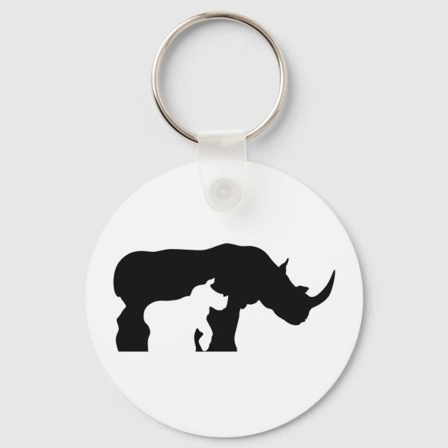 Porte-clés Rhino noir et blanc (Recto)