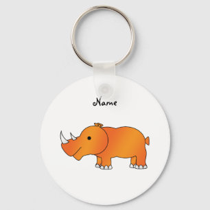 Porte-clés Rhinocéros orange nommé personnalisé