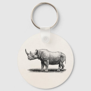 Porte-clés Rhinocéros vintages de rhinocéros d'illustration