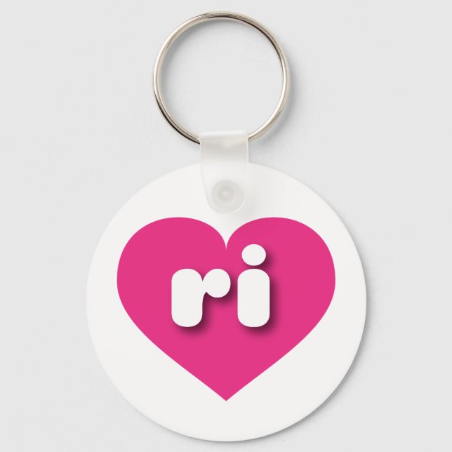 Porte-clés Rhode Island coeur rose chaud - I love ri (Recto)