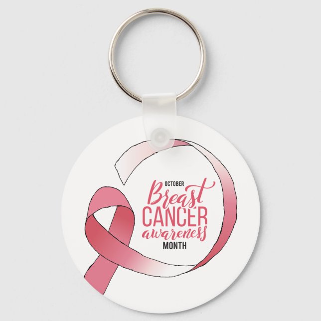 Porte-clés Ribbon de dessin du cancer du sein rose Mois BCA (Recto)