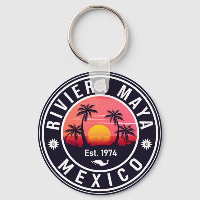 Porte-clés Riviera Maya Mexico Retro Sunset Souvenirs 60s (Recto)