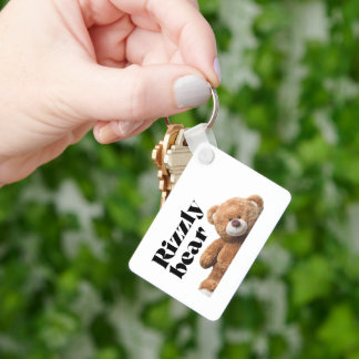 Porte-clés Rizzly cute teddy bear design funny quote