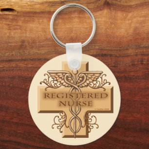 Porte-clés RN Nurse Cross Caduceus