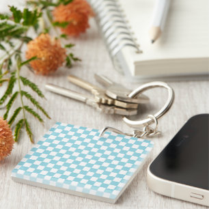 Porte-clés Robin Bleu d'oeuf avec Carré blanc Acrylique Motif