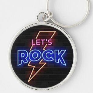 Porte-clés Rock Lightning Bolt Round